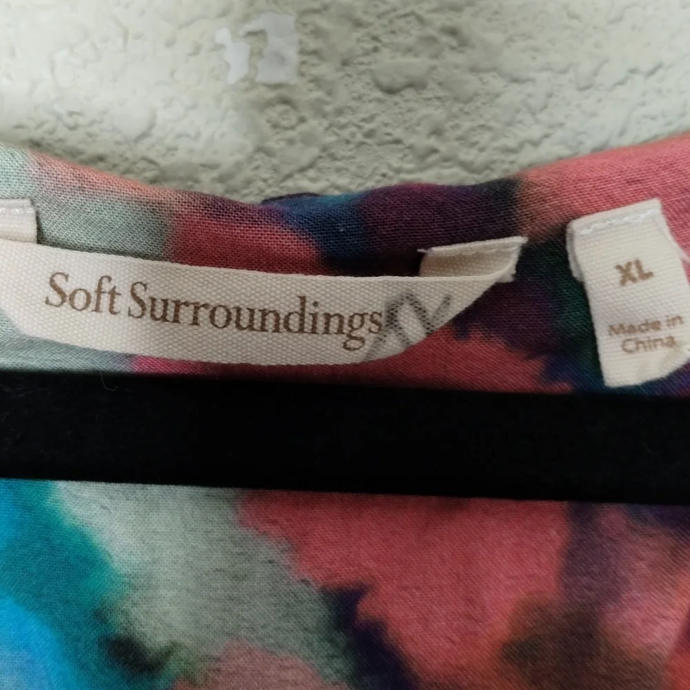 Soft Surroundings Zina Short Sleeve Watercolor Maxi Dress Women's Size XL - Picture 5 of 6